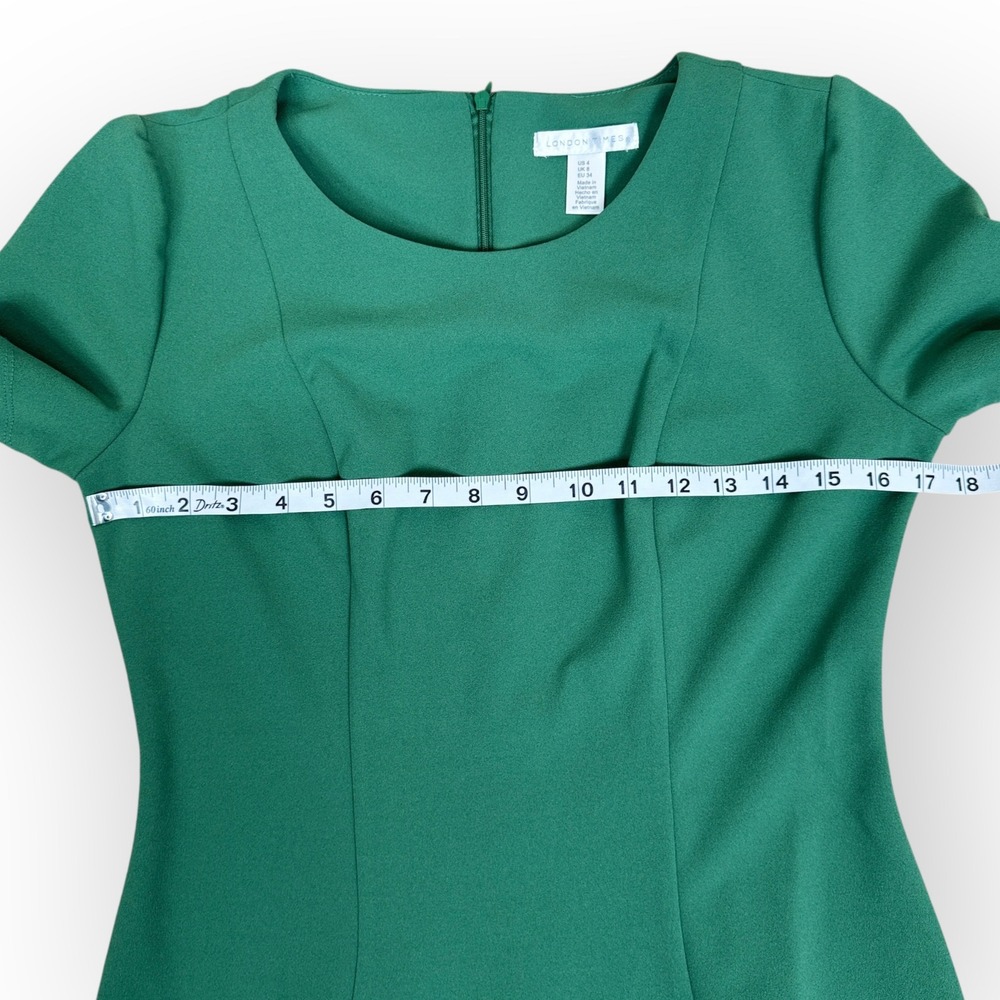 London Times Green‎ Short Sleeve Flounce Hem Sheath Dress Women US Size 4 - Picture 6 of 11